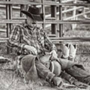 Saddle Bronc Cowboy Art Print