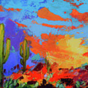 Saguaros Land Sunset Art Print