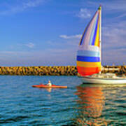 Sailboat And Kayak Going Home Art Print