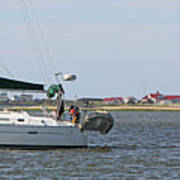 Sailboat And Oak Island Lighthouse  6680 Art Print