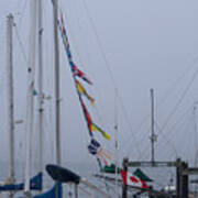 Sailboat Flags At Harbor Art Print