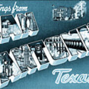 San Antonio Texas Retro Vintage Travel Blue Art Print