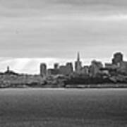 San Francisco Skyline And Bay Bridge Panorama In Black And White Art Print