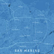 San Marino Ca City Vector Road Map Blue Text Art Print