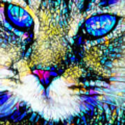 Sapphire The Opulent Cat In Contemporary Vibrant Colors 20200926 V3 Art Print