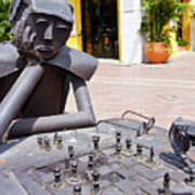 Sculpture Playing Chess - Cartagena, Colombia Art Print