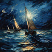 Sea Spirit - Dark Blue Art Art Print