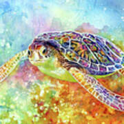 Sea Turtle 3-pastel Colors Art Print