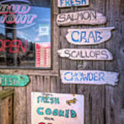 Seafood Signs At The Dock Art Print