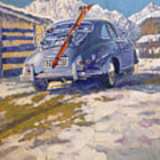 Season End. Memories Of The Future.  Porsche 356a Carrera 1500 Gs In The Alps Art Print