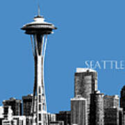 Seattle Skyline Space Needle - Slate Blue Art Print