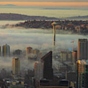 Seattles Belltown In The Fog Art Print