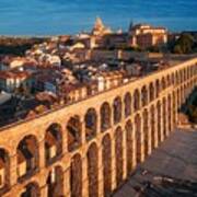 Segovia Aqueduct And City Architecture Art Print