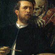 Self Portrait With Death Playing The Fiddle 1872 Art Print