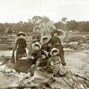 Seven Victorian Ladies Out On Lovers Point Looking Over The Beach 1885 Art Print