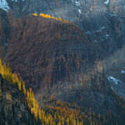 Shafts Of Light On Autumn Colours, Valley Of The Ten Peaks, Banff National Park, Alberta, Canada Art Print