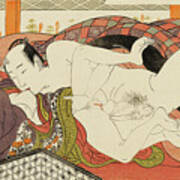 Shunga, Kissing Her Breast Art Print