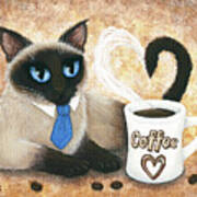 Siamese Coffee Cat - Dapper Cat Art Print