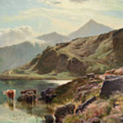 Sidney Richard Percy Cattle Watering Near Snowdonia Art Print