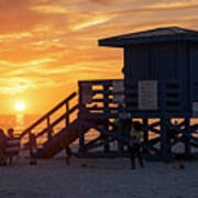 Siesta Key Beach Sunset Sarasota Florida Lifeguard House Art Print