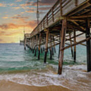 Silky Sands At Sunset Under The Pier Art Print