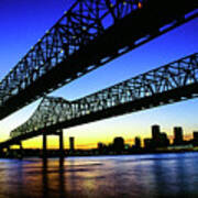 Walking To New Orleans - Crescent City Connection Bridge, New Orleans, La Art Print