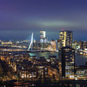 Skyline Rotterdam When The Night Falls. Art Print