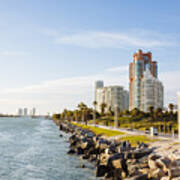 Skyline With Residential Condos On South Beach, Miami, Florida, Usa Art Print