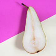 Slice Of Healthy Pear Fruit On A Colourful Background. Art Print