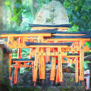 Small Torii Gates Kyoto Japan Artistic Art Print