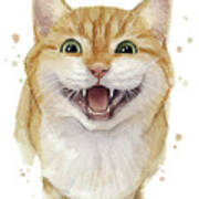 Smiling Meowing Cat Art Print