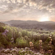 Smoky Mountains Blue Ridge Overlook At Sunset Soft Hues Art Print