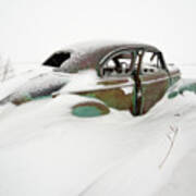 Snow Cruiser - 1 Of 3 - 1947 Chevy Coup In A Nd Snow Scene Art Print