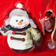 Snowman Ornament Christmas Doll Art Print