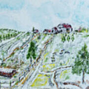 Snowy Farmland Art Print