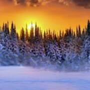 Snowy Sunset In The Hills Art Print