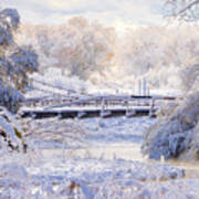 Snyder Bridge In Snow Art Print