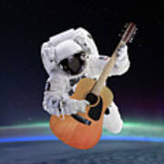 Space Guitar Astronaut Art Print