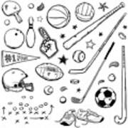 Sports Doodles Art Print