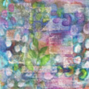 Spring Garden Abstract Collage In Aqua Pink Purple Green Art Print