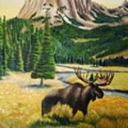 Square Top Evening With Moose Art Print