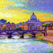 St Angelo Bridge Ponte St Angelo Rome Art Print