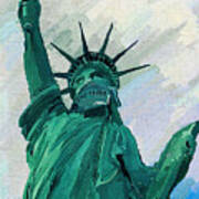 Statue Of Liberty With Mask Las Vegas Art Print