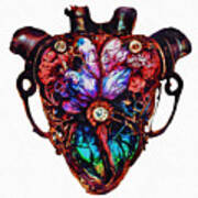 Steampunk Jewelled Anatomical Heart 1 Art Print
