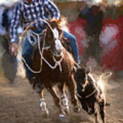 Steer Roping - 1 Art Print