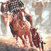 Steer Roping - 1 C Art Print