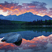 Sunset At Patricia Lake, Jasper, Alberta Art Print