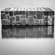 Stone Cube In The Water Art Print