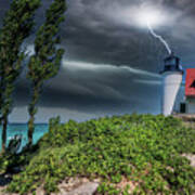 Storm At Point Betsie Lighthouse Img_2623 Art Print