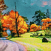 Stormy Autumn On Winery Road Ap Art Print